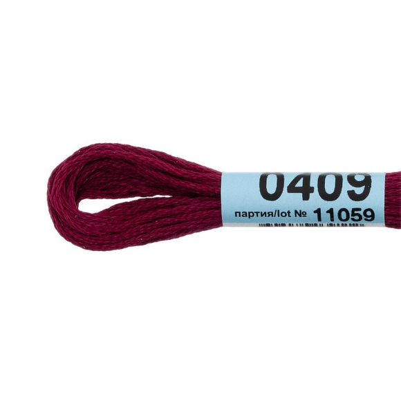 Нитки для вышивания Gamma мулине (0207-0819) 100% хлопок 24 x 8 м цв.0409 бордовый