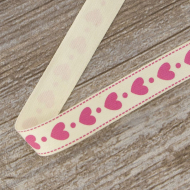 85535_Лента хлопковая на картонной мини-катушке "Сердечки"