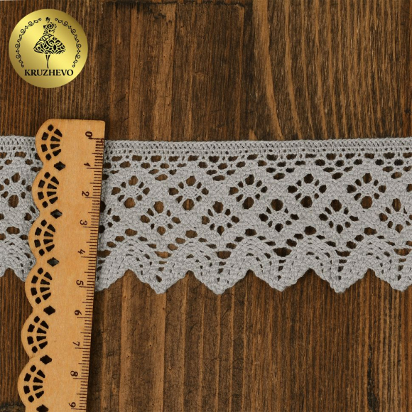 Кружево хлопковое KRUZHEVO 45мм арт.TR.1003 цв.31 св.серый, уп.20м Кружево хлопковое KRUZHEVO 45мм арт.TR.1003 цв.31 св.серый, уп.20м