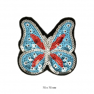 Термоаппликации с пайетками Бабочка арт. TBT.ТЕР.7.01 цв.голубой 7х7 см 10 шт