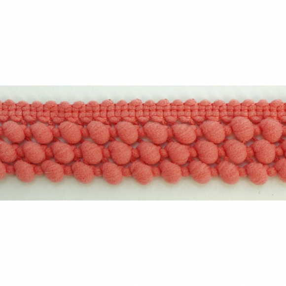 107173_Тесьма с помпонами трехрядная, цвет коралловый 107173_Тесьма с помпонами трехрядная, цвет коралловый