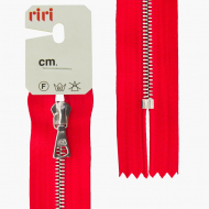 66096_Молния металл, Ni, неразъёмная, на атласной тесьме, 4 мм, 18 см, цвет 9426, ярко-красный