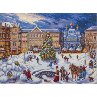 Набор для вышивания PANNA Золотая серия арт. GM-1515 Новогодние гуляния 28х38,5 см