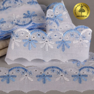 Кружево шитье арт.ТСВ-2016 шир.5см цв.101/182 голубой 100% п/э,уп.13,71м