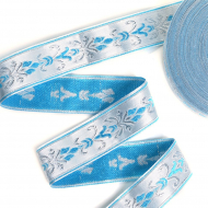 Лента отделочная жаккардовая арт.TBY.WJ3A-11 шир.30 мм цв.серо/голубой уп.24,3 м