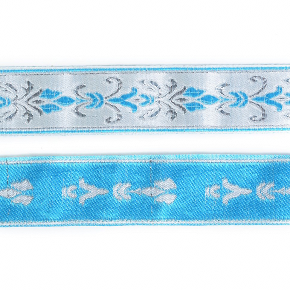 Лента отделочная жаккардовая арт.TBY.WJ3A-11 шир.30 мм цв.серо/голубой уп.24,3 м