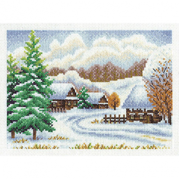 Набор для вышивания KLART арт. 8-065 Зимняя деревня 20х14,5 см