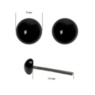 Глаза стеклянные 9мм TBY цв.черный уп.100шт