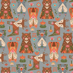 Ткань для пэчворка PEPPY Лесные Жители 146 г/м? 100% хлопок цв.ЛЖ-12 серый уп.50х55 см