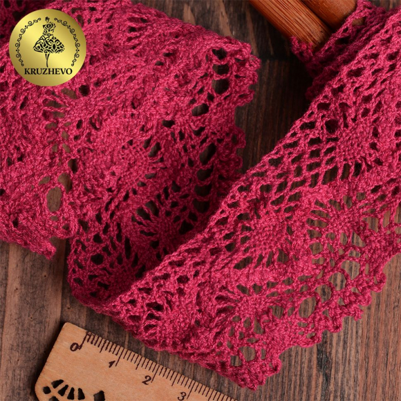 Тесьма вязаная KRUZHEVO 45мм TBY-5235 цв.26 бордовый уп.10м