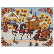Набор для вышивания мулине НИТЕКС арт.0269 Городецкая зима 30х40 см