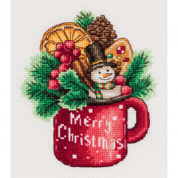 Набор для вышивания PANNA арт. OT-7361 Открытка. Новогодняя кружка 9,5х11,5 см