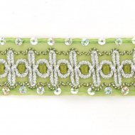 Тесьма с пайетками TBY арт.TH182 шир.38мм цв.131 зеленый уп.18,28м