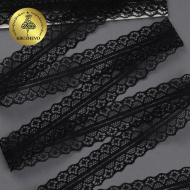 Кружево-трикотаж арт.TBY T-016 шир.30мм цв.черный уп.9м