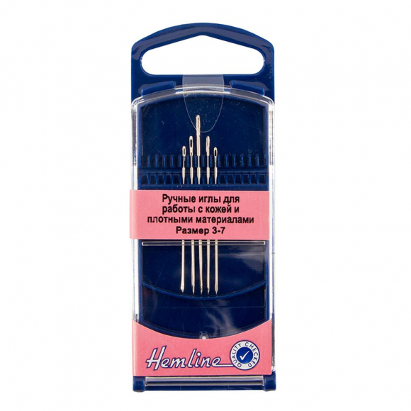 71447_Иглы ручные для работы с кожей и плотными материалами в пластиковом контейнере, №3-7, 5 шт