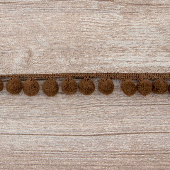 Тесьма с помпонами, диаметр 10 мм, цвет коричневый