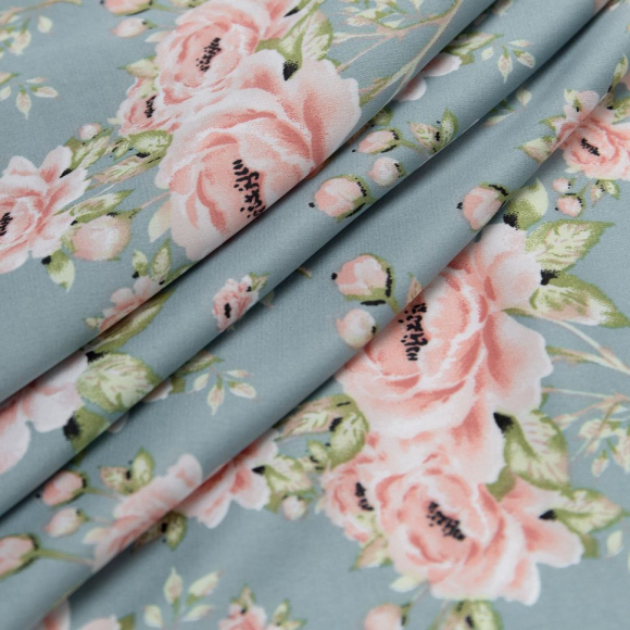 Ткань шелк Армани 90 г кв.м 97% полиэстер, 3% спандекс шир.145см арт.Р.28345.02 цв.02 голубой рул.30м