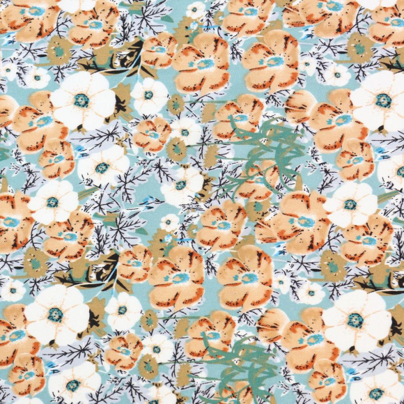 Ткань Штапель 150 г кв.м 100% вискоза шир.145 см арт.Р.27227.02 цв.02 голубой уп.45м