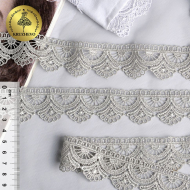 Кружево гипюр KRUZHEVO арт.TR.8G8100 шир.33мм цв.10 серый уп.9м