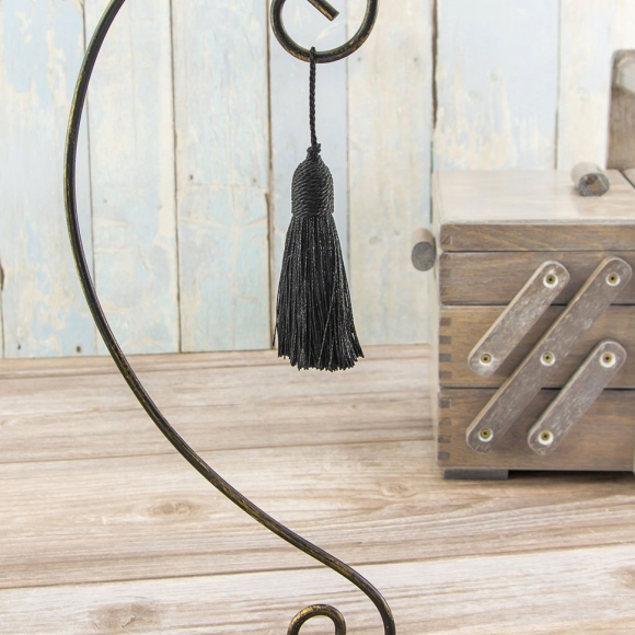 183437_Кисть декоративная на шнуре, длина 85 мм, цвет черный