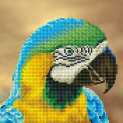Кристальная мозаика на холсте ФРЕЯ арт.ALV-5 02 Попугай 25х25 см