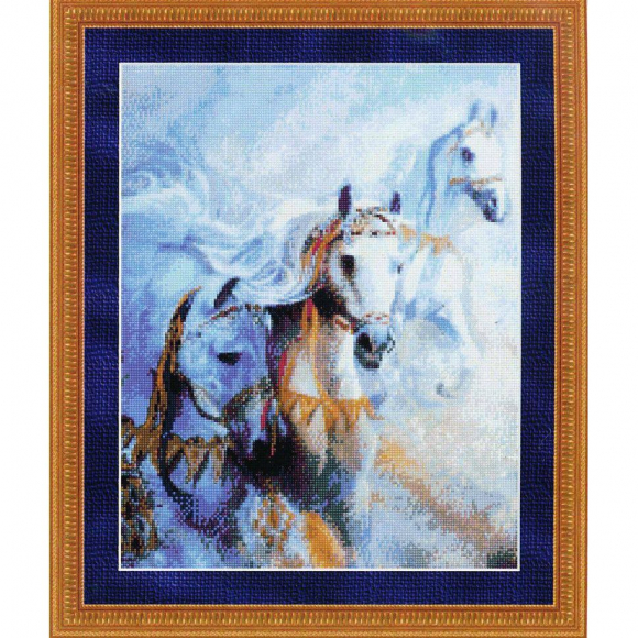 Набор для вышивания KUSTOM KRAFTS арт.99907 Арабские скакуны 27,9х37,4 см