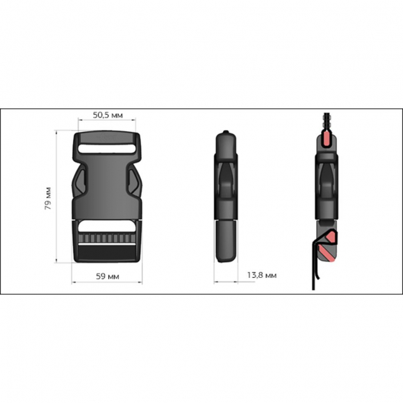 Фастекс 50мм FH50 цв.черный нагрузка 100 кг уп.50 шт