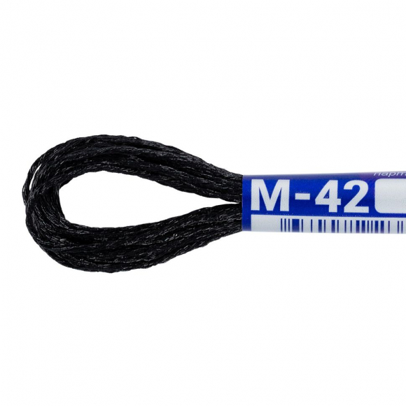 Нитки для вышивания Gamma мулине NM металлик 100% полиэстер 12 x 8 м цв.М-42 черный
