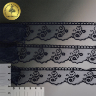 Кружево на сетке KRUZHEVO арт.TR.4888 шир.30мм цв.242 т.синий уп.14м