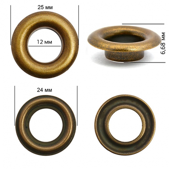 Люверсы сталь New Star №26 (? 12мм, h 6,68мм) цв. антик уп. 500шт