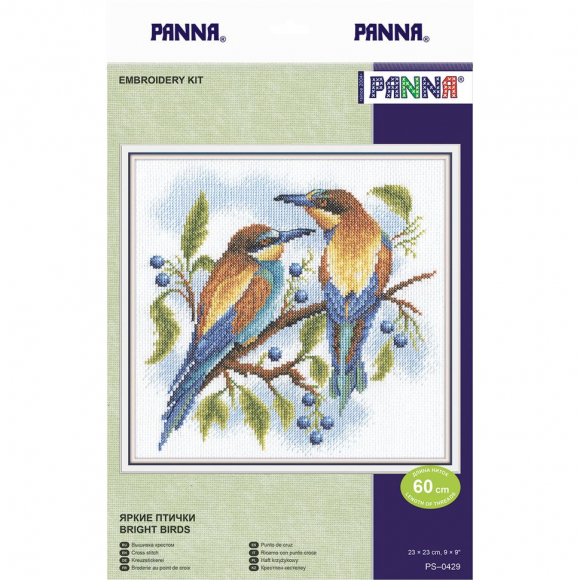 Набор для вышивания PANNA арт. PS-0429 Яркие птички 23х23 см