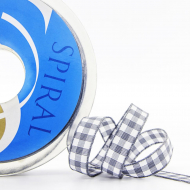 23981_Лента с рисунком клетка SAFISA, 11 мм, 25 м, цвет 68, серый