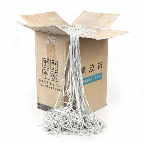 Резинка латексная рифленая 04мм, толщ.0,7мм арт.TBY-48422 цв. белая уп.5кг