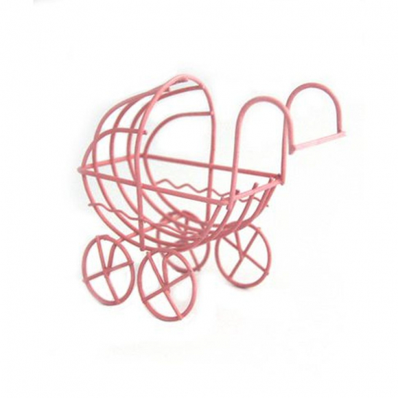 Колясочка Y-849/2 арт.КЛ.23950 8х4х9 см ажурная металл цв.розовый