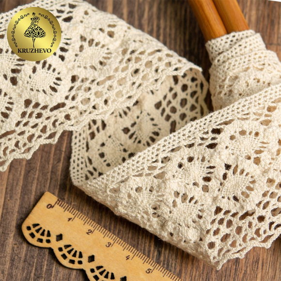 Тесьма вязаная KRUZHEVO 50мм TBY-6368 цв.35 кремовый уп.10м Тесьма вязаная KRUZHEVO 50мм TBY-6368 цв.35 кремовый уп.10м