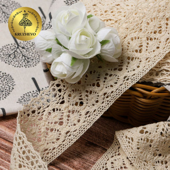 Тесьма вязаная KRUZHEVO 50мм TBY-6368 цв.35 кремовый уп.10м Тесьма вязаная KRUZHEVO 50мм TBY-6368 цв.35 кремовый уп.10м