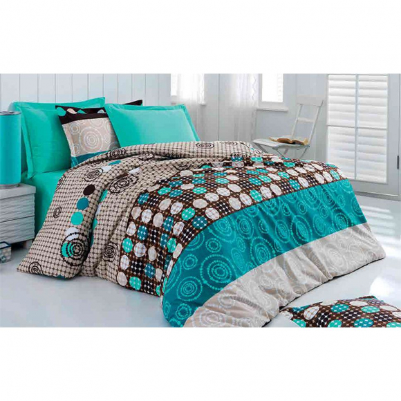 Ткань ранфорс Шикари, арт.SL-8696-1, 100% хлопок, шир.240см, цв.бирюзовый, рул.30м