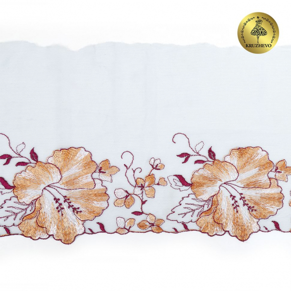 Кружево вышивка на сетке KRUZHEVO арт.TBY.OG85 шир.175мм цв.мульти уп.6м