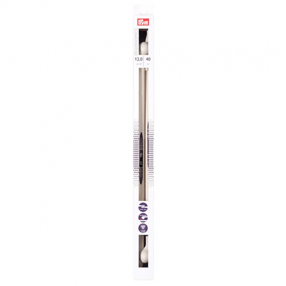 190414 PRYM Спицы прямые для вязания Prym ergonomics 40см 12мм high-tech полимер уп.2шт