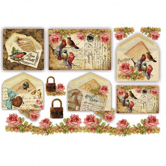 63773_Бумага рисовая "Птицы на почтовых открытках" 63773_Бумага рисовая "Птицы на почтовых открытках"