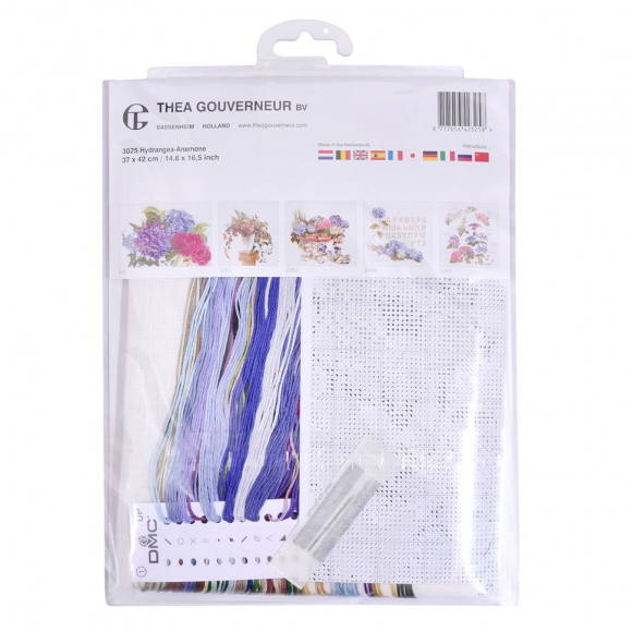 34991_Набор для вышивания "Гортензия-Анемоны", канва лён 32 ct