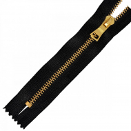 Молния MaxZipper мет. №3 золото шлиф.звено, 18см н/р цв.F322 черный уп.10шт