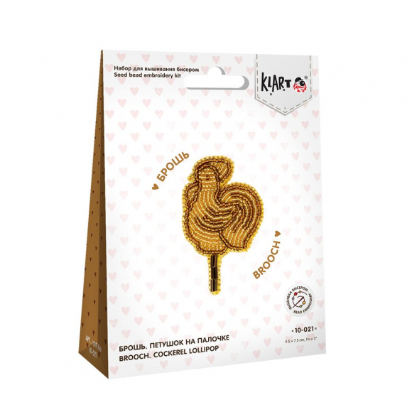 Набор для вышивания KLART арт. 10-021 Брошь. Петушок на палочке 4,5х7,5 см