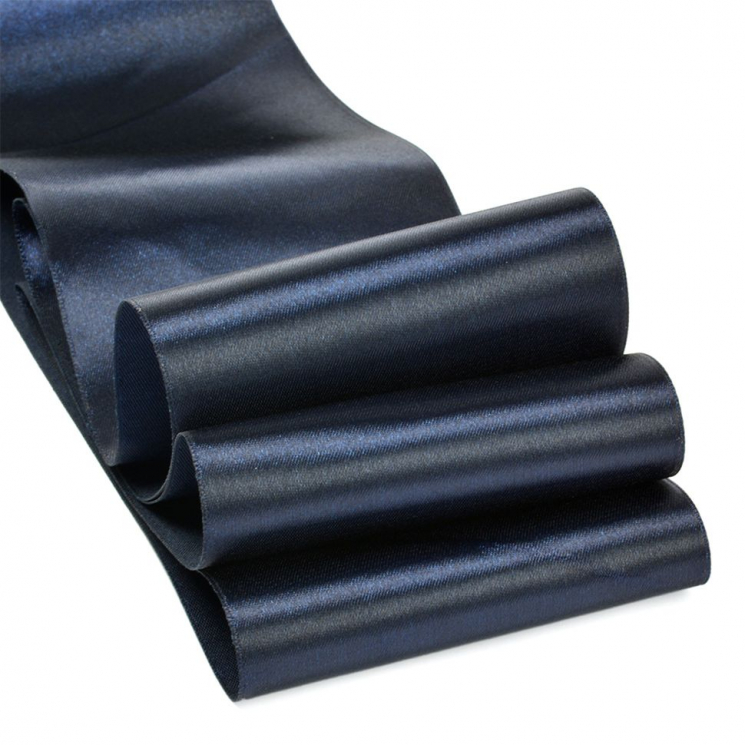 Лента атласная 75мм цв.3168 т.синий IDEAL уп.27,4 м