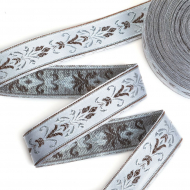 Лента отделочная жаккардовая арт.TBY.WJ3A-06 шир.30 мм цв.серо/коричневый уп.24,3 м