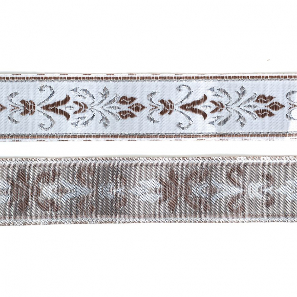 Лента отделочная жаккардовая арт.TBY.WJ3A-06 шир.30 мм цв.серо/коричневый уп.24,3 м Лента отделочная жаккардовая арт.TBY.WJ3A-06 шир.30 мм цв.серо/коричневый уп.24,3 м