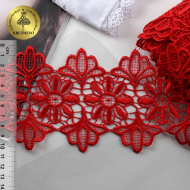 Кружево гипюр KRUZHEVO арт.TR.16GB0194 шир.105мм цв.10 красный уп.9м