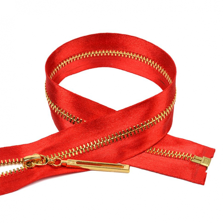 Молния MaxZipper мет. №3 золото атласная тесьма, 70 см цв.F148 красный уп.10шт