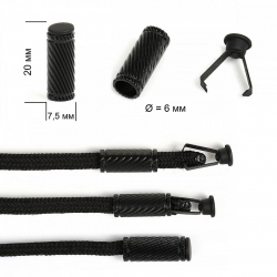 Наконечник для шнура металл TBY OR.0305-5375 (20х7,5мм, отв.6мм) цв. мат.черный уп. 100шт