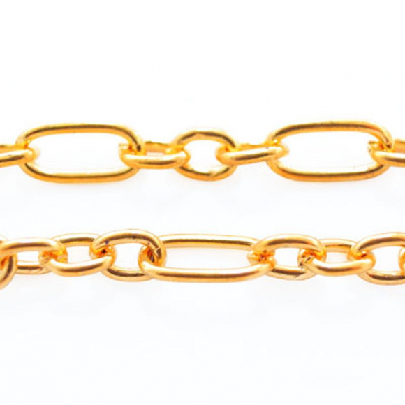 Цепь Фигаро железо МБ.УТ6047 цв.золото 8х4мм и 5х3,5х1мм уп.5м